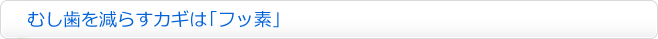 むし歯を減らすカギは「フッ素」